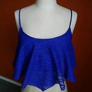 003 Charlotte Russe Royal Blue Lacey Crop Top Sz S